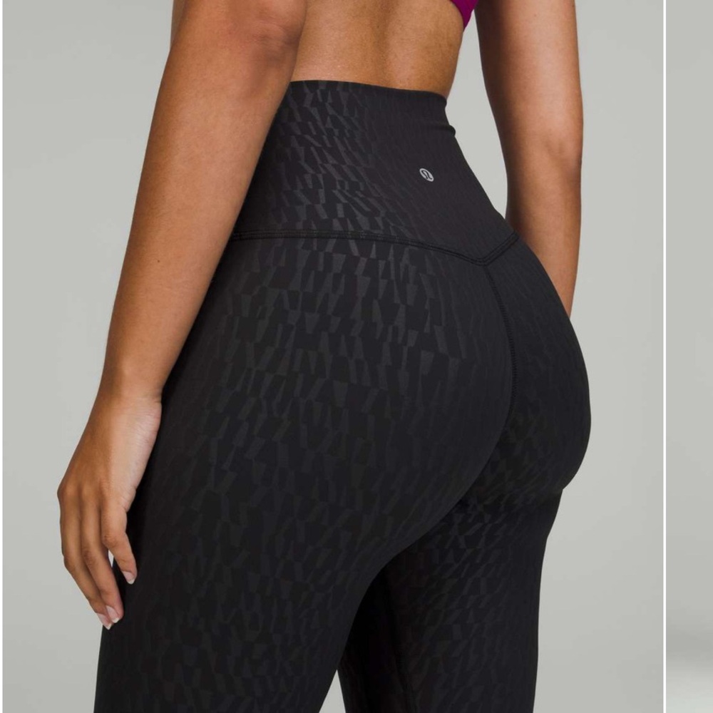 Lululemon Align High Rise Pant 25" Segment Emboss Black Leggings 6 Nulu W5DUYS - Picture 2 of 15